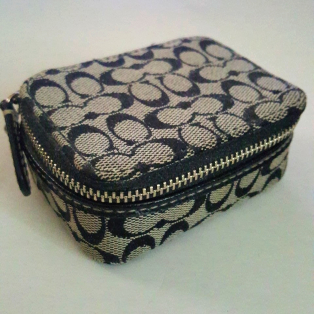COACH Black and Tan Signature Pill Case/Coin Purse With Bottles